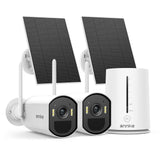 ANNKE Solar Wireless Security Camera Outdoor 4MP, 5MP Surveillance Home System, 4CH and 2 Bullet Cam-Kit, Color Night Vision, Spotlight Smart Alarm, PIR&Human Detection, 2-Way Audio, 64GB Memory Card