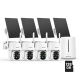 ANNKE 4MP 2K Solar Security Camera Wireless Outdoor, 5MP 4 Cam-Kit Home Surveillance System, 2.4&5G WiFi, Two-Way Audio, AI Human Detection, Spotlight Alarm,360°View, Color Night, 128GB Memory Card