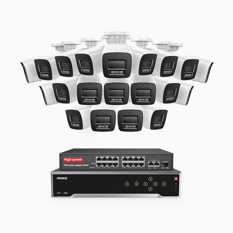 H800 - 4K 32 Channel 20 Cameras PoE Security System, Human & Vehicle Detection, Color & IR Night Vision, Built-in Mic, RTSP Supported, 16-Port PoE Switch Included