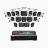 H1200 - 4K 12MP 32 Channel 20 Cameras PoE Security System, Color & IR Night Vision, Human & Vehicle Detection, H.265+, Built-in Microphone, Max. 512 GB Local Storage, IP67