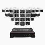 FDH800, 4K 32CH PoE Security System with 24 Seamless 180° Dual-Lens Cameras, 77° Vertical FOV for Superior Panoramic Coverage, Smart Color Night Vision & Active Deterrence