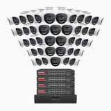 H800X - 4K 64 Channel 48 Cameras PoE Security System, 1/1.8'' BSI Sensor, f/1.6 Aperture (0.003 Lux), Siren & Strobe Alarm,Two-Way Audio, Human & Vehicle Detection,  Perimeter Protection, Works with Alexa , All-Metal Housing