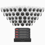 H800X - 4K 64 Channel 48 Cameras PoE Security System, 1/1.8'' BSI Sensor, f/1.6 Aperture (0.003 Lux), Siren & Strobe Alarm,Two-Way Audio, Human & Vehicle Detection,  Perimeter Protection, Works with Alexa , All-Metal Housing