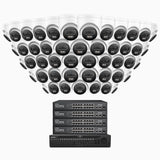 H1200 - 4K 12MP 64 Channel 48 Cameras PoE Security System, Color & IR Night Vision, Human & Vehicle Detection, H.265+, Built-in Microphone, Max. 512 GB Local Storage, IP67