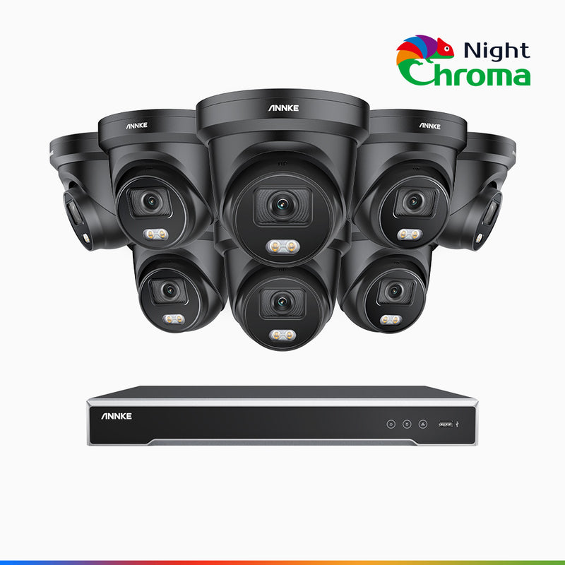 NightChroma<sup>TM</sup> NCK800 – 4K 16 Channel 8 Cameras PoE Security System, f/1.0 Super Aperture, Color Night Vision, 2CH 4K Decoding Capability, Human & Vehicle Detection, Intelligent Behavior Analysis, Built-in Mic, 124° FoV