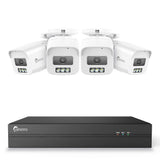 4K 8-Channel POE CCTV Camera Security System, 4K NVR w/4 8MP IP Cameras, Color Night Vision, Customized Motion Area, Comprehensive Smart Detection, Two-Way Audio Intercom, IP67 Weatherproof