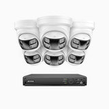 FDH800P - 8MP UHD 8 Channel 6 Dual Lens Cameras PoE Security System, 180° Panoramic View, All-Metal Housing, Smart Motion 2.0, Dual Light Night Vision, Two-Way Audio, Active Siren & Alarm, Human & Vehicle Detection, IP67