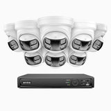 FDH800P - 8MP UHD 8 Channel 8 Dual Lens Cameras PoE Security System, 180° Panoramic View, All-Metal Housing, Smart Motion 2.0, Dual Light Night Vision, Two-Way Audio, Active Siren & Alarm, Human & Vehicle Detection, IP67