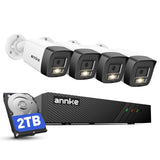 ANNKE H500 8CH 4pcs 3K 5MP Camera PoE Security System, Red and Blue Light Alarm, H.265+ NVR with 2TB HDD, Outdoor Bullet Cam, Color Night Vision, 2-Way Audio, Smart Motion Detection, Works with Alexa