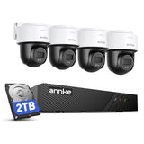 ANNKE 4K 8CH 4pcs PoE Security Camera System with PT Auto-Tracking, 2TB HDD | 8 Channel H.265+ NVR, 345° Pan 80° Tilt IP Cam Outdoor, 2-Way Audio, AI Human/Vehicle Detection, Spotlight Smart Dual Light