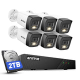 ANNKE 8CH 5MP Camera PoE Security System, 2TB HDD, Red and Blue Light Alarm | 6pcs Wired Outdoor Bullet IP Cams , 8 Channel H.265+ NVR, Human/Vehicle Detection, Two-Way Talk, Home Surveillance, IP67, H500