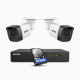 ANNKE H300 2K 3MP 8 Channel PoE Security System with 2 Cameras + 500 GB HDD, EXIR 2.0 Night Vision, Motion Detection, H.265+, IP67 Waterproof