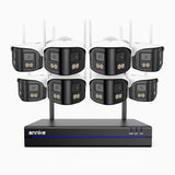 WSCD400P - 4MP 8 Channel 8 Dual-Lens Cameras Wireless NVR Security System, 170° Ultra-wide Angle, 2.4G/5G Dual-Band WiFi, Full Color Night Vision, Two-Way Audio, Cloud & Max. 256 GB Local Storage, Works with Alexa
