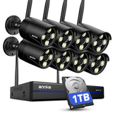 ANNKE Wireless Security Camera System-16CH Expandable 4K Security NVR, 8Pcs 2K Outdoor Cameras, 2-Way Voice, Motion Alert, IP66 Weatherproof, Mobile App-Controlled for Indoor/Outdoor Use, 1TB