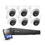 ANNKE 4K PoE Security Camera System with Audio Recording, 8CH 12MP H.265+ NVR with 6Pcs 8MP IP Turret Cams, Wide-Angle, IP67 Waterproof, Smart Dual Light