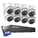 ANNKE H500 5MP PoE Security Camera System w/ 6MP 8 Channel NVR, 8 X 5MP Turret IP Cams, Support RTSP, 24-7 Hour Audio Recording, 100 FT EXIR 2.0 Night Vision, IP67 Weatherproof, Built-in 2TB HDD