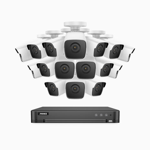 E500 – 5MP 16 Channel 16 Cameras Outdoor Wired Security System, Smart DVR with Human & Vehicle Detection, 100 ft Infrared Night Vision, IP67 Weatherproof
