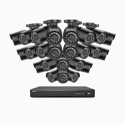 E200 – 1080p 32 Channel 24 Cameras Outdoor Wired Security CCTV System, Smart DVR with Human & Vehicle Detection, H.265+, 100 ft Infrared Night Vision