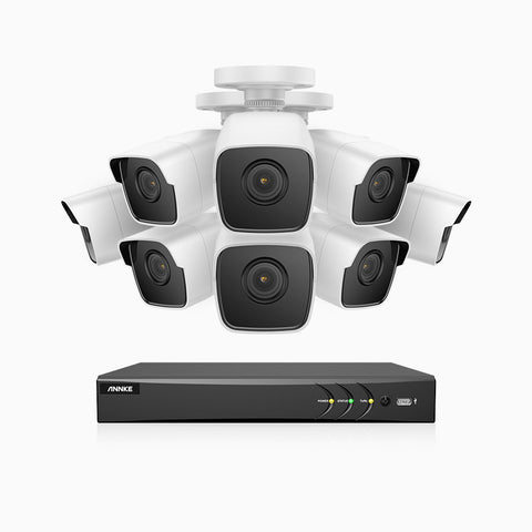 E500 – 5MP 8 Channel 8 Cameras Outdoor Wired Security System, Smart DVR with Human & Vehicle Detection, 100 ft Infrared Night Vision, IP67 Weatherproof