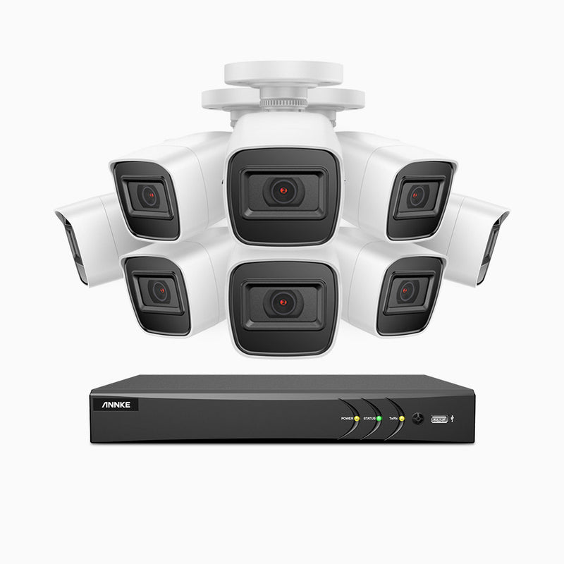 E800 – 4K 8 Channel 8 Cameras Outdoor Wired Security System, Smart DVR with Human & Vehicle Detection, H.265+, 100 ft Infrared Night Vision, IP67 Weatherproof