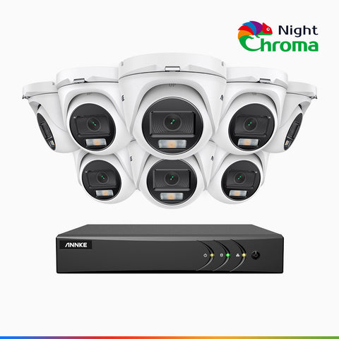 NightChroma<sup>TM</sup> NAK200 - 1080P 16 Channel 8 Cameras Wired CCTV System, Acme Color Night Vision, f/1.0 Super Aperture, 0.001 Lux, 121° FoV, Active Alignment