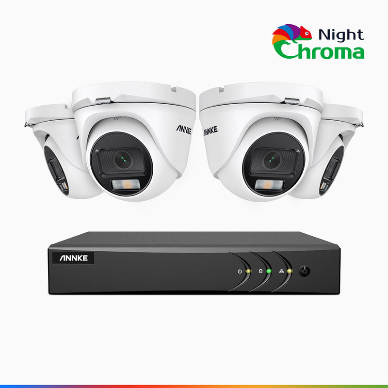 NightChroma<sup>TM</sup> NAK200 - 1080P 8 Channel 4 Cameras Wired CCTV System, Acme Color Night Vision, f/1.0 Super Aperture, 0.001 Lux, 121° FoV, Active Alignment