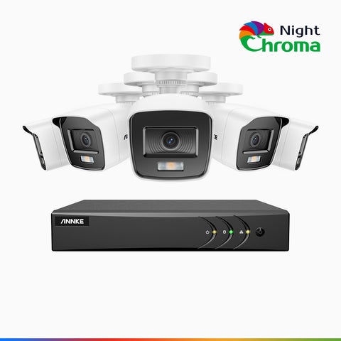 NightChroma<sup>TM</sup> NAK200 - 1080P 8 Channel 5 Cameras Wired CCTV System, Acme Color Night Vision, f/1.0 Super Aperture, 0.001 Lux, 121° FoV, Active Alignment