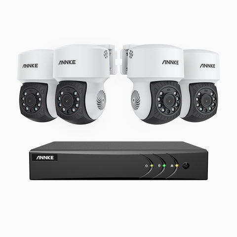 APTK200 - 1080p 8 Channel 4 Cameras Outdoor Wired Security CCTV System, 350° Pan & 90° Tilt, 100 ft IR Night Vision, IP65 Weatherproof