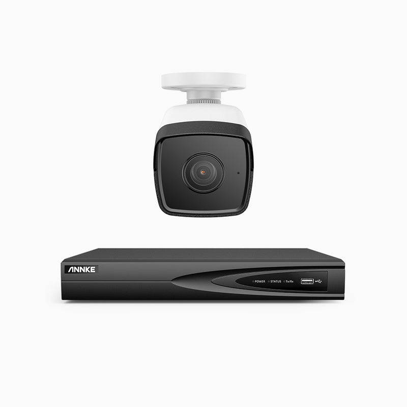 H500 - 3K 4 Channel 1 Camera PoE Security System, EXIR 2.0 Night Vision, Built-in Mic & SD Card Slot, RTSP  Supported ,IP67 Waterproof, RTSP Supported