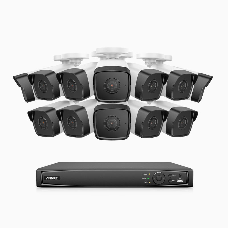 H500 - 3K 16 Channel 12 Cameras PoE Security System, EXIR 2.0 Night Vision, Built-in Microphone & SD Card Slot,IP67 Waterproof, RTSP Supported, Works with Alexa