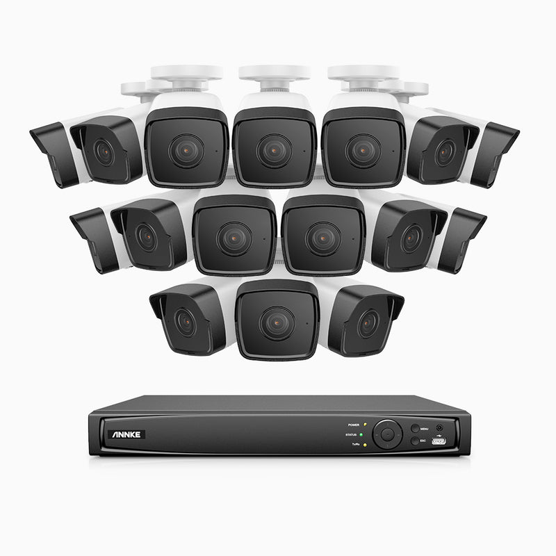 H500 - 3K 16 Channel 16 Cameras PoE Security System, EXIR 2.0 Night Vision, Built-in Mic & SD Card Slot,IP67 Waterproof, RTSP Supported, Works with Alexa