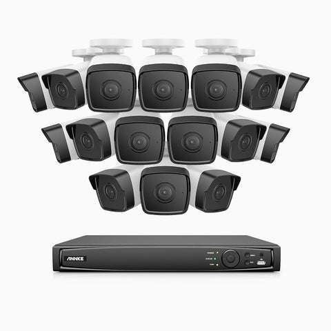 H500 - 5MP 16 Channel 16 Cameras PoE Security System, EXIR 2.0 Night Vision, Built-in Mic & SD Card Slot,IP67 Waterproof, RTSP Supported, Works with Alexa