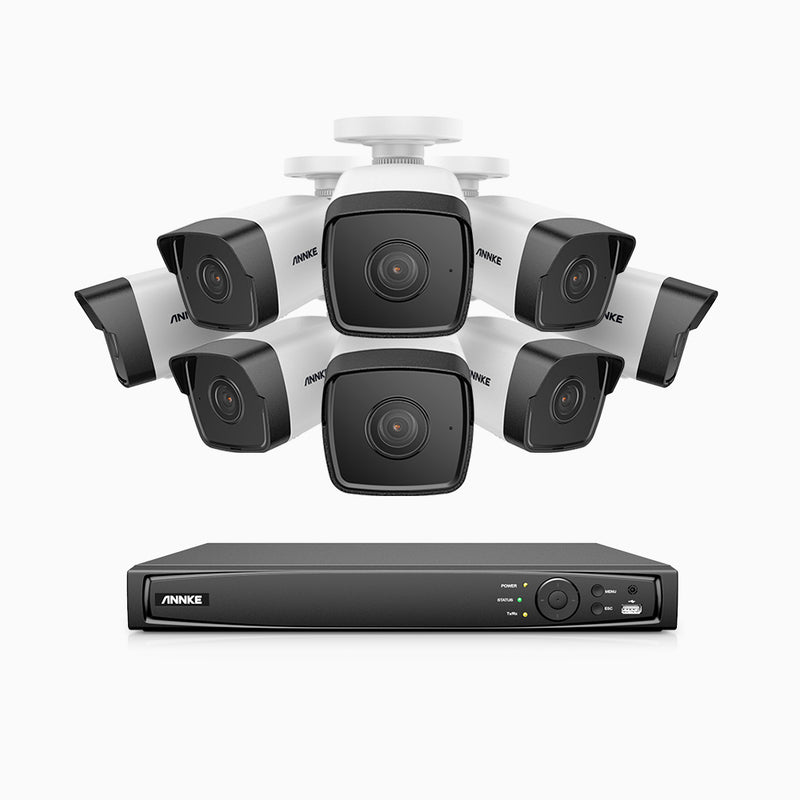 H500 - 5MP 16 Channel 8 Cameras PoE Security System, EXIR 2.0 Night Vision, Built-in Microphone & SD Card Slot,IP67 Waterproof, RTSP Supported, Works with Alexa