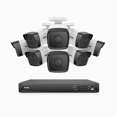 H500 - 3K 16 Channel 8 Cameras PoE Security System, EXIR 2.0 Night Vision, Built-in Microphone & SD Card Slot,IP67 Waterproof, RTSP Supported, Works with Alexa