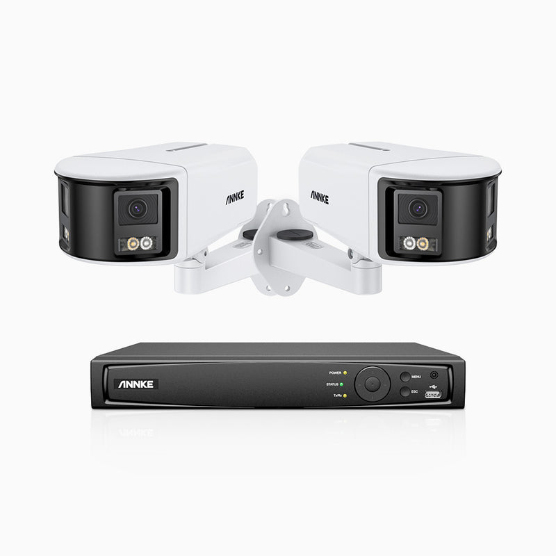 FDH600 - 8 Channel PoE Security System with 2 Dual Lens Cameras, 6MP Resolution, 180° Ultra Wide Angle, f/1.2 Super Aperture, Built-in Microphone, Active Siren & Alarm, Human & Vehicle Detection