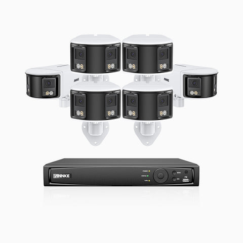 FDH600 - 8 Channel PoE Security System with 6 Dual Lens Cameras, 6MP Resolution, 180° Ultra Wide Angle, f/1.2 Super Aperture, Built-in Microphone, Active Siren & Alarm, Human & Vehicle Detection