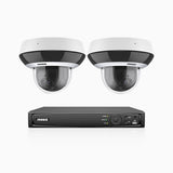 HZ504P - 8 Channel 2 Cameras PTZ PoE Security System, 3K Super HD, 4X Optical Zoom, 3072 × 1728 @ 30FPS, Color Night Vision, Human & Vehicle Detection, Two-Way Audio, IK10 Vandal-Proof - NO HDD
