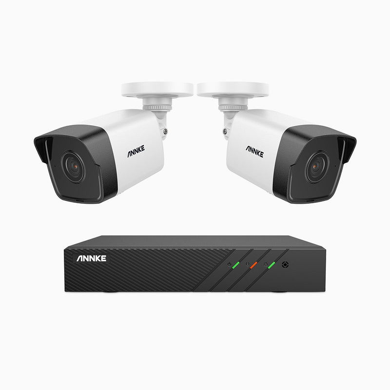 H500 - 3K 8 Channel 2 Cameras PoE Security System, EXIR 2.0 Night Vision, Built-in Mic & SD Card Slot, RTSP Supported,IP67 Waterproof, RTSP Supported, Works with Alexa ,IP67 Waterproof, RTSP Supported
