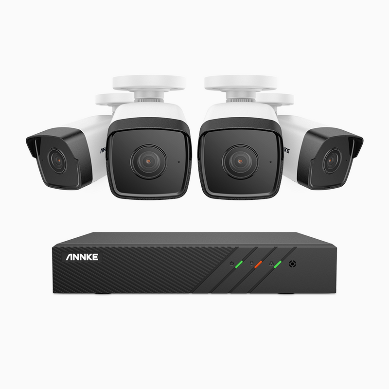 H500 - 3K Super HD 8 Channel 4 Cameras PoE Security System, EXIR 2.0 Night Vision, Built-in Microphone & SD Card Slot,IP67 Waterproof, RTSP Supported, Works with Alexa