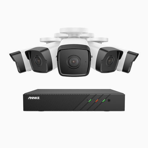 H500 - 3K Super HD 8 Channel 5 Cameras PoE Security System, EXIR 2.0 Night Vision, Built-in Mic & SD Card Slot, Works with Alexa ,IP67 Waterproof, RTSP Supported