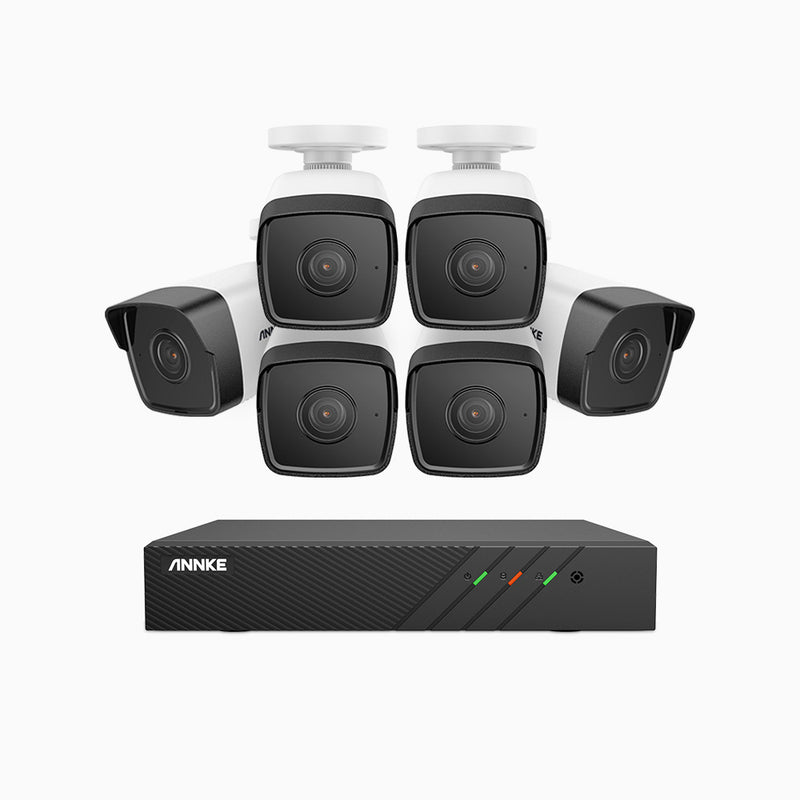 H500 - 5MP 8 Channel 6 Cameras PoE Security System, EXIR 2.0 Night Vision, Built-in Mic & SD Card Slot,IP67 Waterproof, RTSP Supported, Works with Alexa ,IP67 Waterproof, RTSP Supported