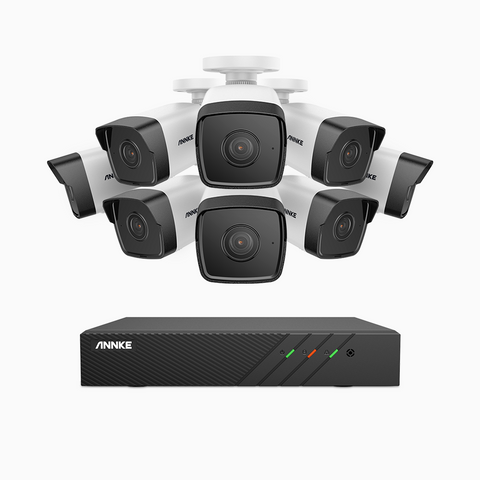 H500 - 3K Super HD 8 Channel 8 Cameras PoE Security System, EXIR 2.0 Night Vision, Built-in Micphone & SD Card Slot, Works with Alexa ,IP67 Waterproof, RTSP Supported