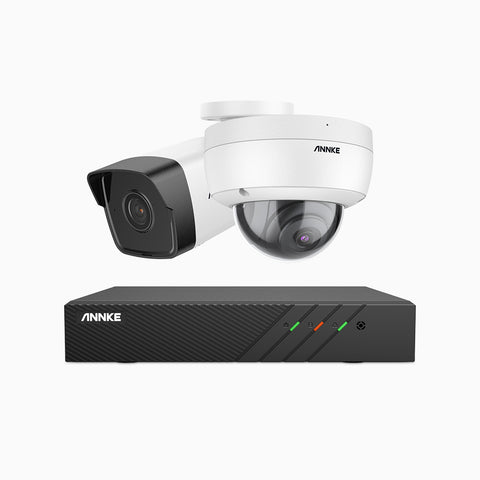H500 - 3K 8 Channel PoE Security System with 1 Bullet & 1 Dome Cameras, EXIR 2.0 Night Vision, Built-in Mic & SD Card Slot, Works with Alexa ,IP67 Waterproof, RTSP Supported
