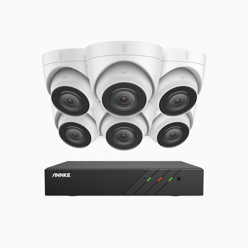 H500 - 5MP 8 Channel 6 Cameras PoE Security System, EXIR 2.0 Night Vision, Built-in Mic & SD Card Slot,IP67 Waterproof, RTSP Supported, Works with Alexa ,IP67 Waterproof, RTSP Supported