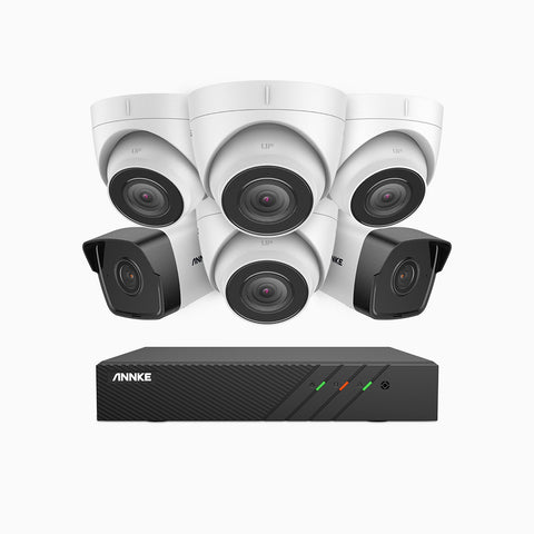 H500 - 3K 8 Channel PoE Security System with 2 Bullet & 4 Turret Cameras, EXIR 2.0 Night Vision, Built-in Mic & SD Card Slot, RTSP Supported, Works with Alexa ,IP67 Waterproof, RTSP Supported