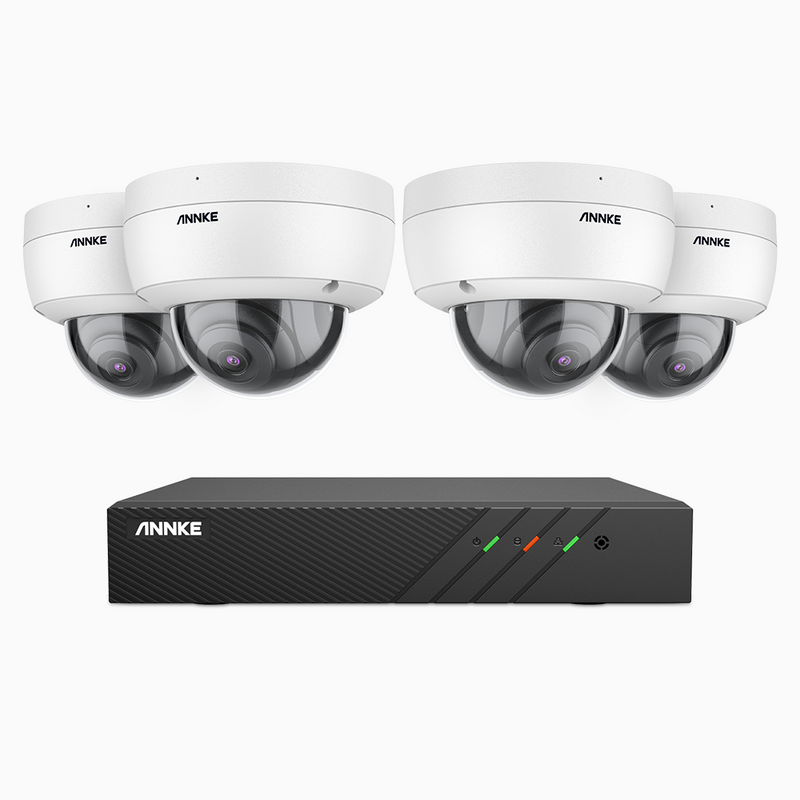 H500 - 3K Super HD 8 Channel 4 Cameras PoE Security System, EXIR 2.0 Night Vision, Built-in Microphone & SD Card Slot,IP67 Waterproof, RTSP Supported, Works with Alexa