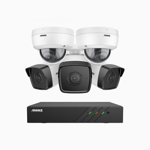 H500 - 3K 8 Channel PoE Security System with 3 Bullet & 2 Dome Cameras, EXIR 2.0 Night Vision, Built-in Mic & SD Card Slot, RTSP Supported, Works with Alexa ,IP67 Waterproof, RTSP Supported