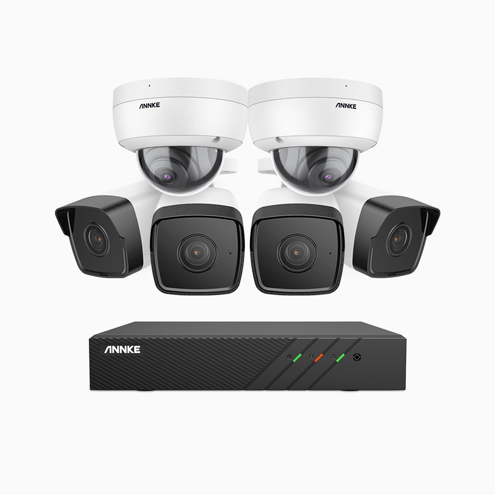 H500 - 3K 8 Channel PoE Security System with 4 Bullet & 2 Dome Cameras, EXIR 2.0 Night Vision, Built-in Mic & SD Card Slot, RTSP Supported, Works with Alexa ,IP67 Waterproof, RTSP Supported