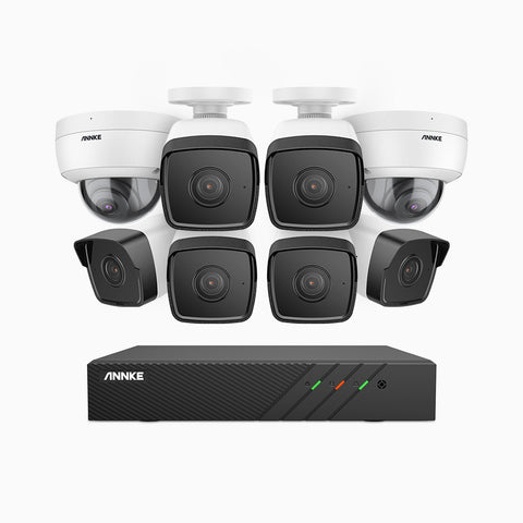 H500 - 3K 8 Channel PoE Security System with 6 Bullet & 2 Dome Cameras, EXIR 2.0 Night Vision, Built-in Mic & SD Card Slot, RTSP Supported, Works with Alexa ,IP67 Waterproof, RTSP Supported