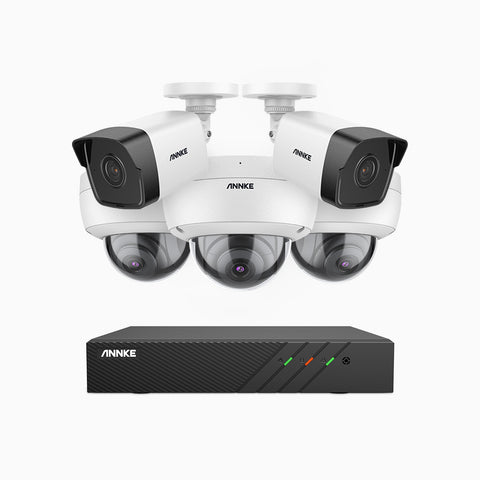 H500 - 3K 8 Channel PoE Security System with 2 Bullet & 3 Dome Cameras, EXIR 2.0 Night Vision, Built-in Mic & SD Card Slot, RTSP Supported, Works with Alexa ,IP67 Waterproof, RTSP Supported